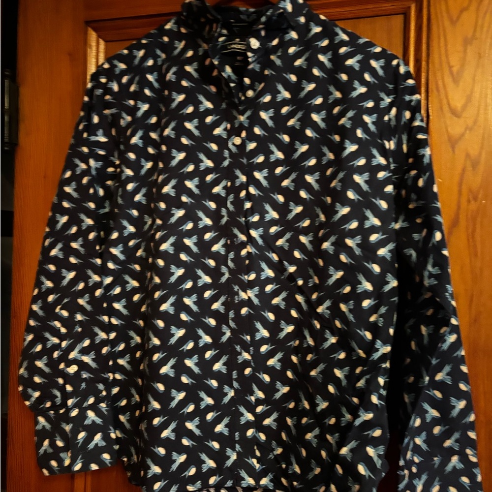 Lands' End Women’s Playful Patterned Navy Blouse